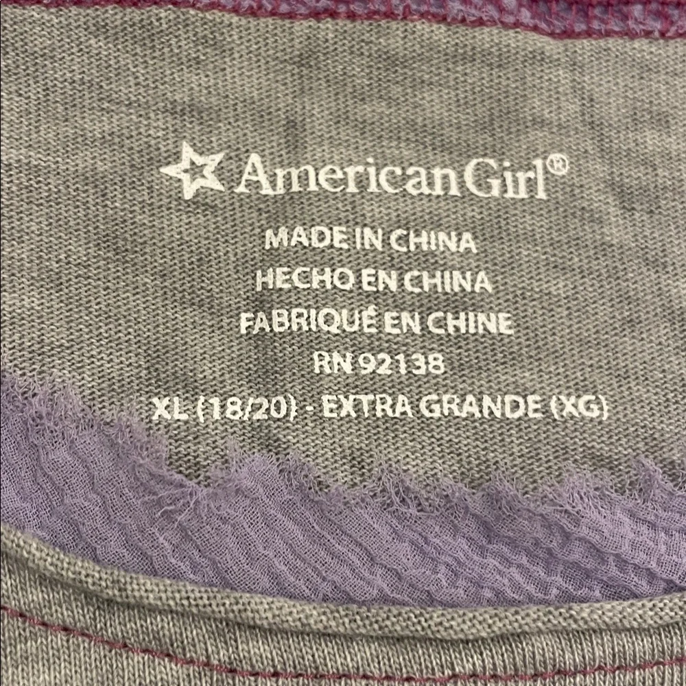 American Girl Gray and Purple Dog Tee